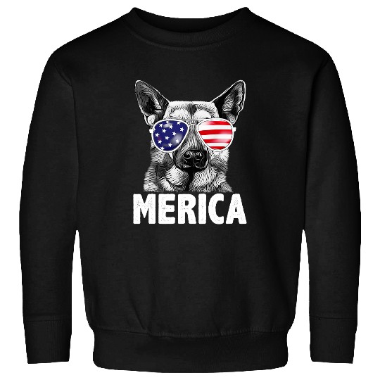 German Shepherd Pet Puppy American Flag Merica 0 Sweatshirts