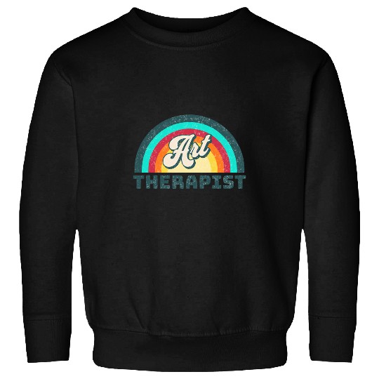 Art Therapist 1960s Groovy Distressed Font Rainbow Sweatshirts