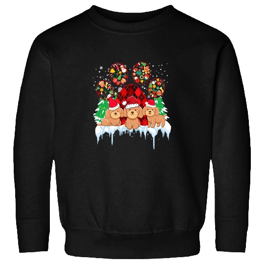 Poodle Pet Tee With Santa Paws Dog Paws Poodle Christmas Pattern Sweatshirts