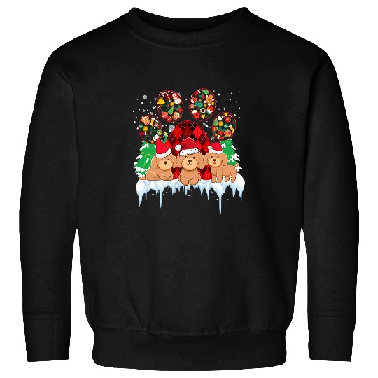 Poodle Pet Tee With Santa Paws Dog Paws Poodle Christmas Pattern Sweatshirts