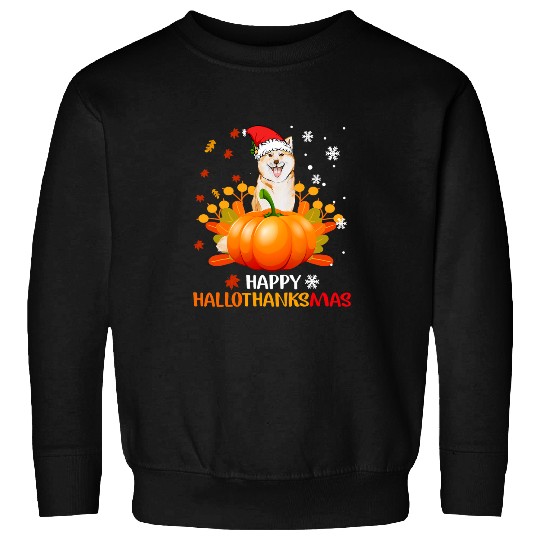 Akita Pet Happy Hallothanksmas Halloween Christmas Dog Sweatshirts