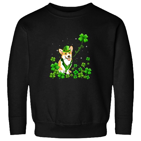 Corgi Pet Dog Irish Green Shamrock Clover St Patricks Sweatshirts