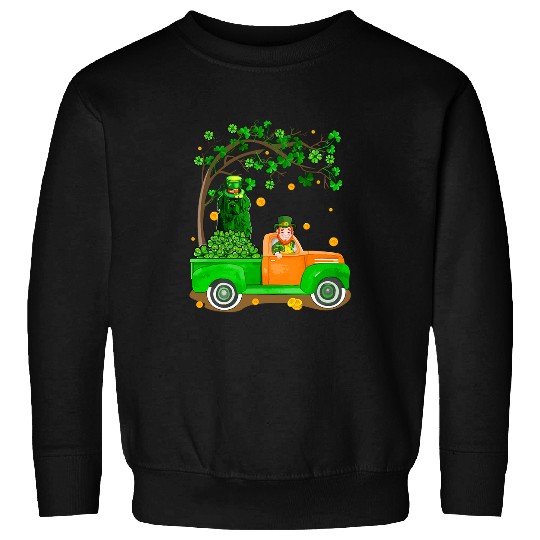 Newfoundland Pet St. Patricks Day Boy Carrying Newfoundland On Pickup Clover Sweatshirts