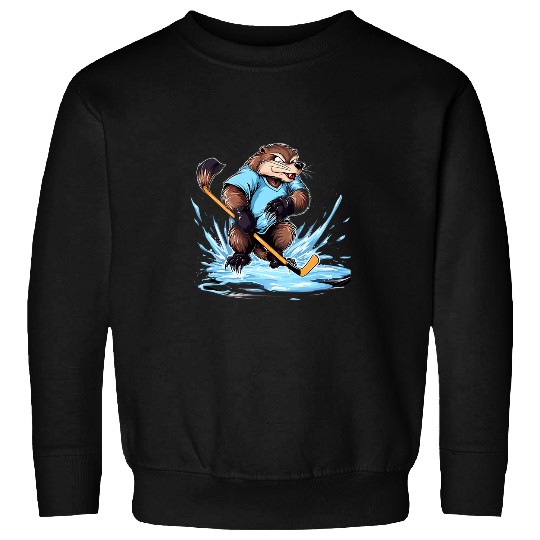 Sport Hockey Lacrosse Gift Hockey Beaver Ice Hockey Player Hockey Stick Goalie Sweatshirts