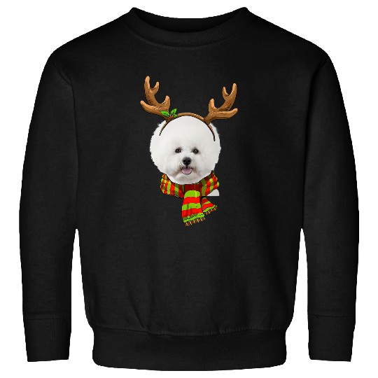 Bichon Pet Frise Funny Bichon Frise Christmas Reindeer Scarf Dog Xmas Sweatshirts