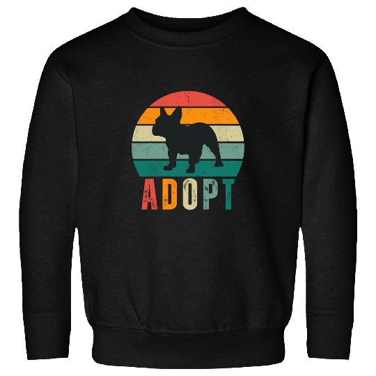 French Bulldog Pet Adoption Design Vintage Retro Sunset Adopt Sweatshirts