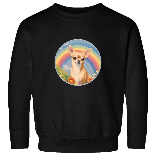 Chihuahua Pet Rainbow Bridge Colorful Dog Memorial Painting Sweatshirts