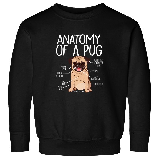 Pug Pet Dog Breed Animal Pet Dog Cute Pug Lover Anatomy Of A Sweatshirts
