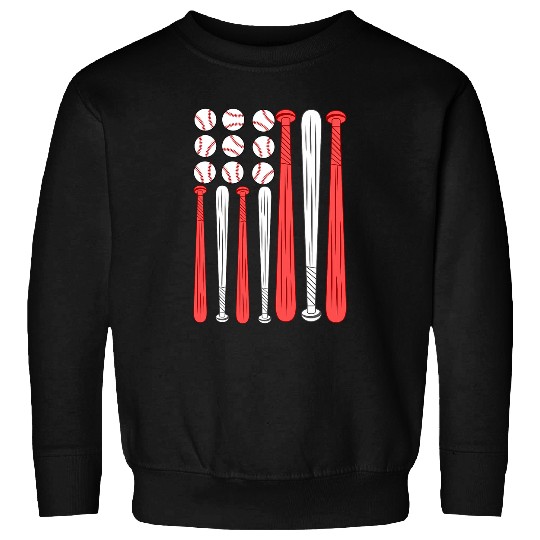 Sport Baseball USA American Flag Baseball Red White Blue 4th of July Top 3 Sweatshirts