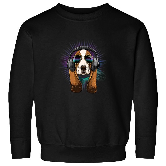 Basset Hound Pet EDM House Music DJ Basset Hound Dog Music Lover Music Artist Sweatshirts