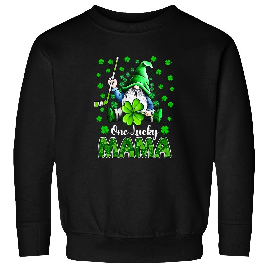 Sport Hockey One Lucky Mom Saint Patricks Day Gnome Hockey Mama Sweatshirts