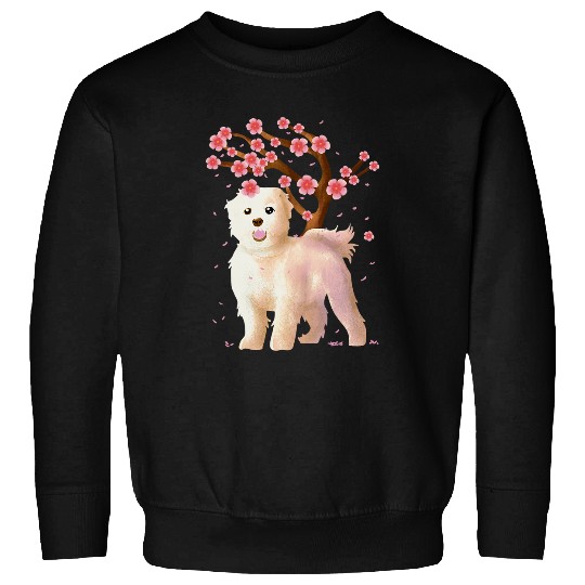 Maltese Pet Japanese Sakura Cherry Blossom Flower Sweatshirts