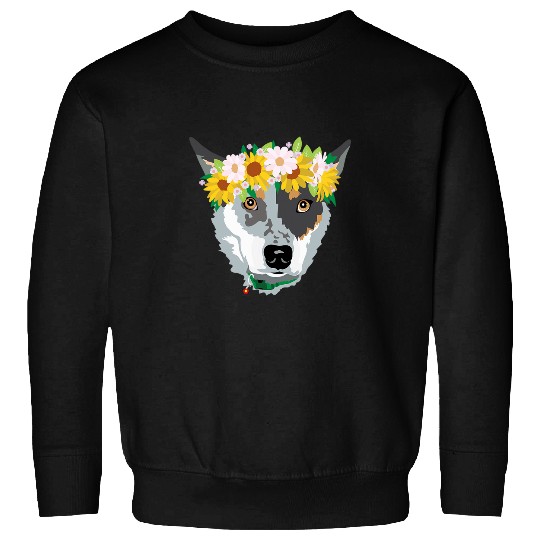 Heeler Pet adorable Blue Heeler Cattle Dog with flowers Sweatshirts