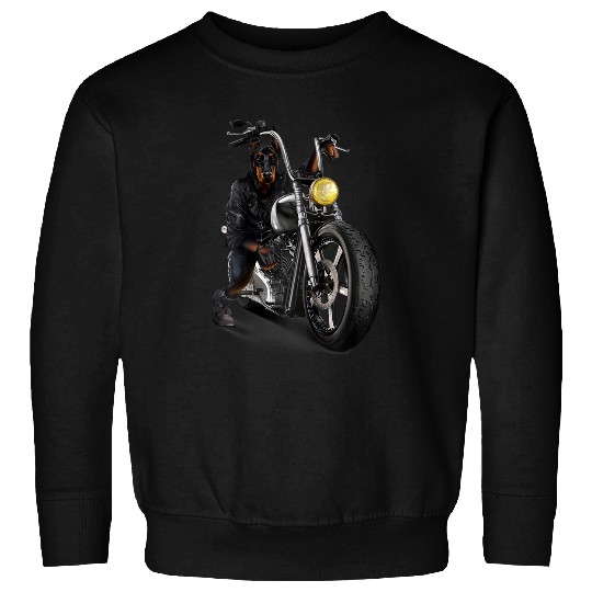 Doberman Dog Riding Chopper Motorcycle Sweatshirts
