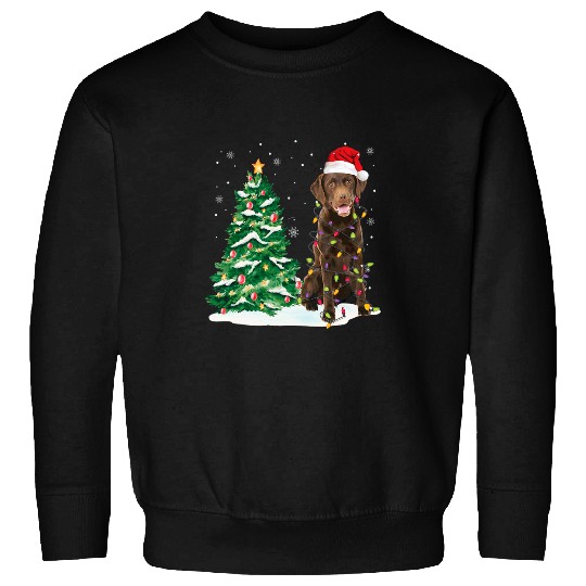 Labrador Pet chocolate labrador Christmas Lights Decor xmass Tree Sweatshirts