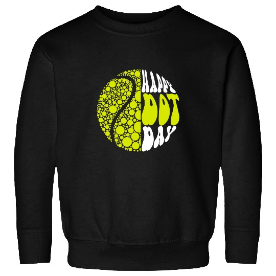 Sport Tennis Retro Groovy Tennis Ball With Polka Dots Happy Dot Day Boy Sweatshirts
