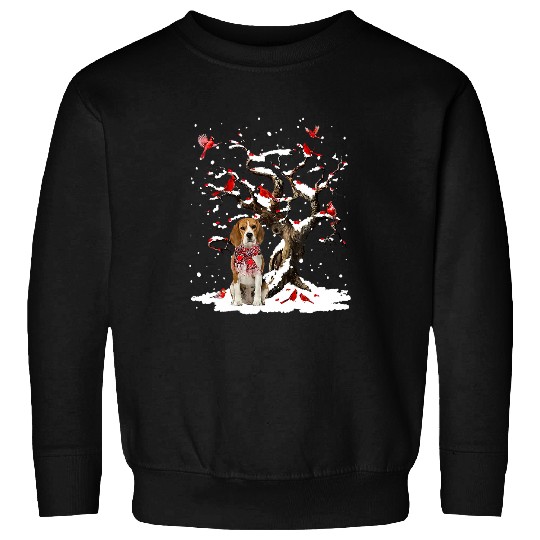 Beagle Pet Scarf Cardinal Snow Christmas Sweatshirts