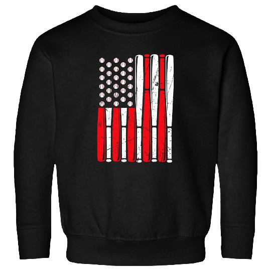 Sport Baseball USA American Flag Baseball Red White Blue 4th Of July Sweatshirts