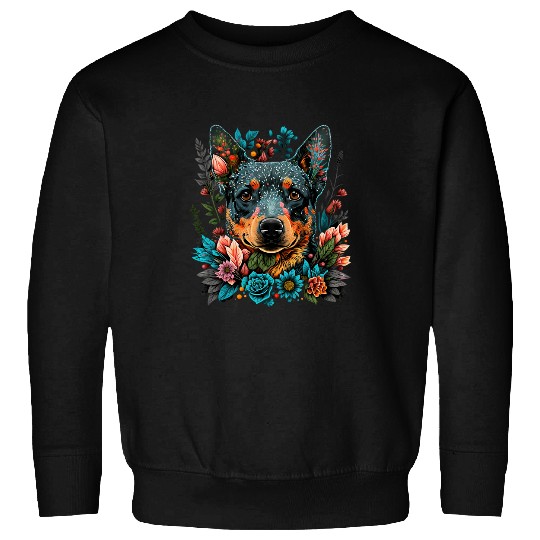 Australian Cattle Pet Cute Flower Blue Heeler summer Floral Australian Cattle Sweatshirts