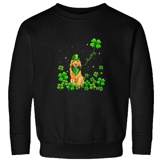 Golden Retriever Pet Irish Green Shamrock Clover St Patricks Sweatshirts