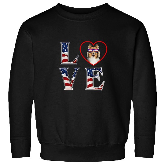 Shetland Pet 4th of July Shetland Sheepdog Memorial Day LOVE Sweatshirts