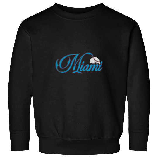 Sport Baseball Retro Miami Baseball Skyline Miami Florida Cityscape Sweatshirts