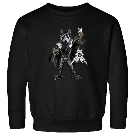 Funny Guitar Wolves wolfs Punk Rock Guitarist wolfs in Heavy Metal Band Coyote Coyote Sweatshirts