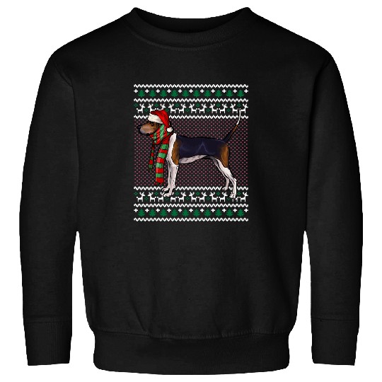 Coonhound Pet xmass Treeing Walker Coonhound Dog Santa Hat Ugly Christmas Sweatshirts