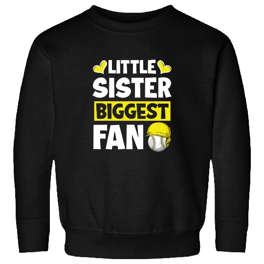 Sport Softball Little Sister Biggest Fan Family Matching Funny Softball Sweatshirts