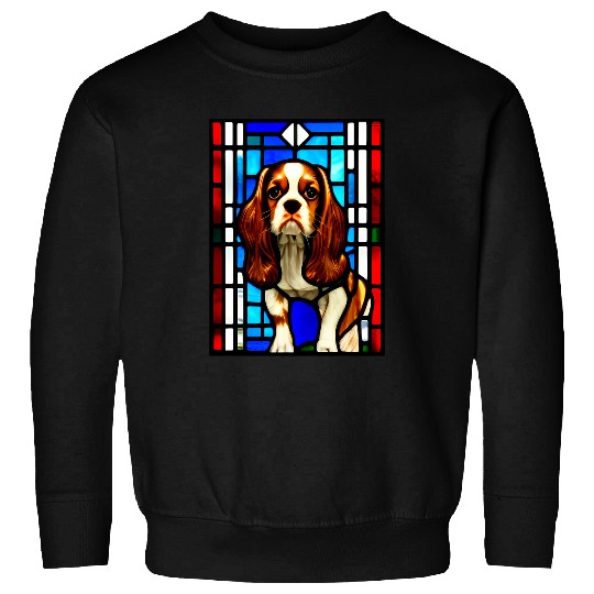 Cavalier Pet King Charles Spaniel Stained Glass Pop Art 8 Sweatshirts