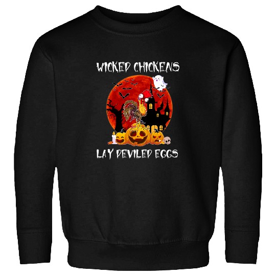 Farmer Wicked Chickens Lay Deviled Eggs Halloween Pumpkin Sweatshirts