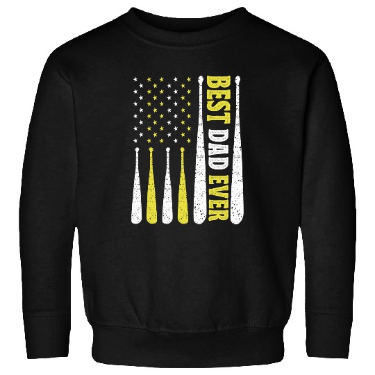 Sport Softball Mens Softball Dad bests Dad Ever With Us American Flag 4th Of July 1 Sweatshirts