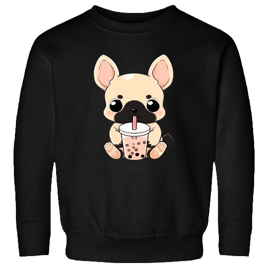 French Bulldog Pet Frenchie Boba Tea Bubble Tea Anime Kawaii Sweatshirts