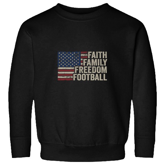 Sport American Football Faith Family Freedom Football Vintage American Flag Player Sweatshirts
