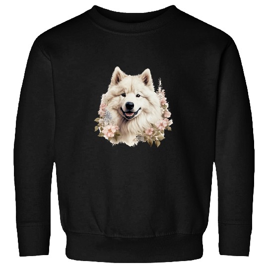 Adorable Samoyed Dog Flower Crown Pastel Vintage Sweatshirts