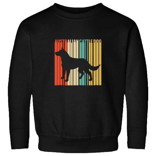 Australian Cattle Pet Dog Retro 1970s Dog Silhouette Sweatshirts