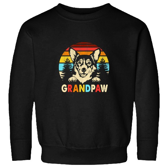 Corgi Pet Funny Grandpaw Retro Vintage Corgi Lovers Grandparents Day 327 Sweatshirts