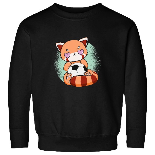 Sport Soccer Pandas Red Panda With Soccer Football Team Sport Anime Sweatshirts