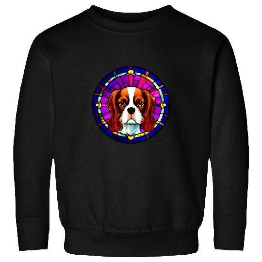 Cavalier Pet King Charles Spaniel Stained Glass Pop Art 6 Sweatshirts