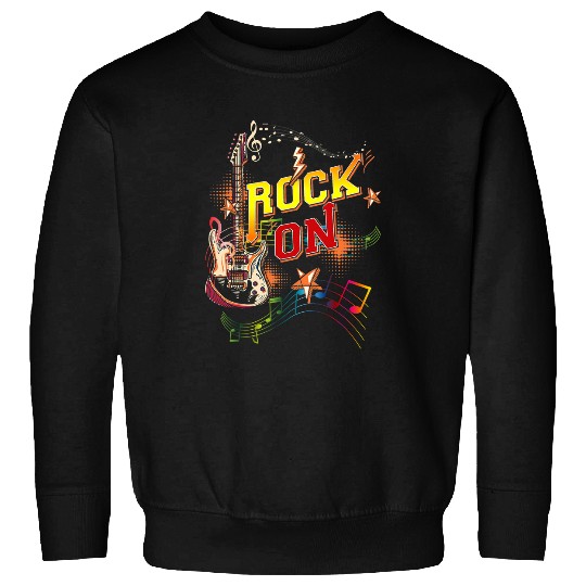 Funny Guitar Vintage Rock and Roll Skull Guitarist Retro 80s Rock Skull Sweatshirts