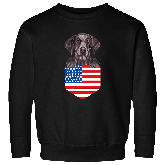 German Shorthaired Pet America Flag German Shorthaired Pointer Dog In Pocket Sweatshirts