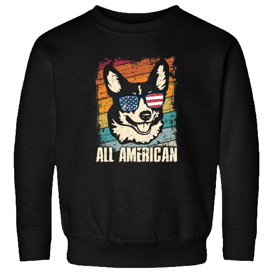 Corgi Pet All American Dad USA Vintage Retro 439 Sweatshirts