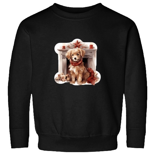 Golden Retriever Pet Dog Laying in Front of Fireplace Sweatshirts