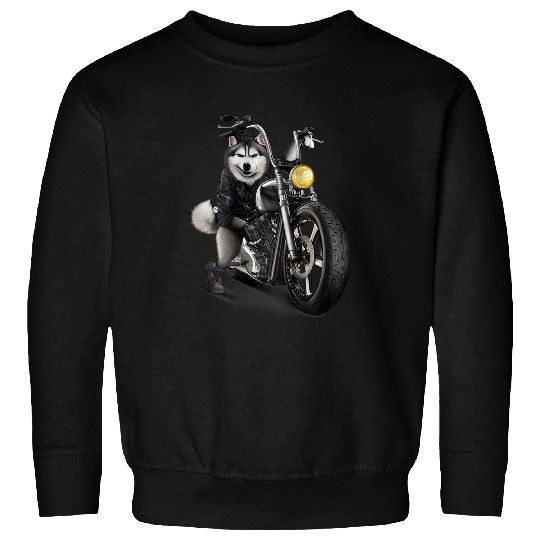 Husky pet Dog Riding Chopper Motorcycle Sweatshirts