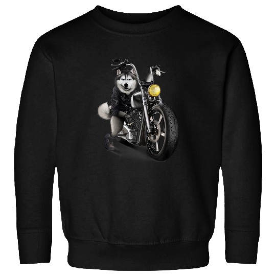 Husky pet Dog Riding Chopper Motorcycle Sweatshirts