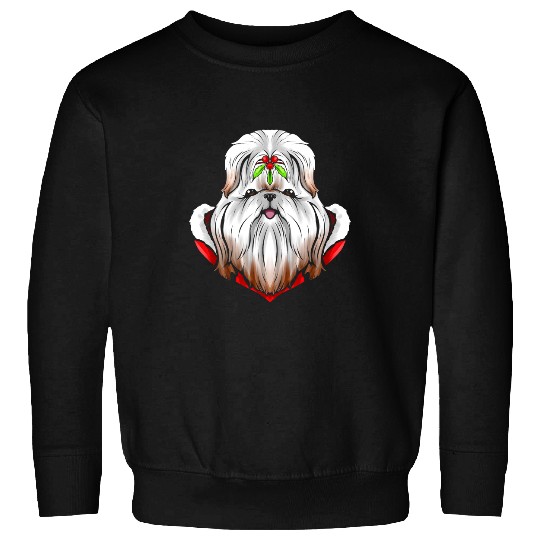 Shih Tzu Pet Dog Lover Shih Tzu With Mistletoe On Christmas Sweatshirts