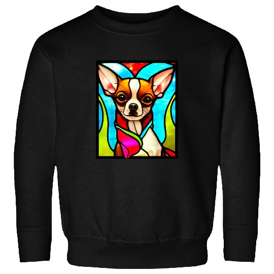 Chihuahua Pet Stained Glass Pop Art 3 9 Sweatshirts