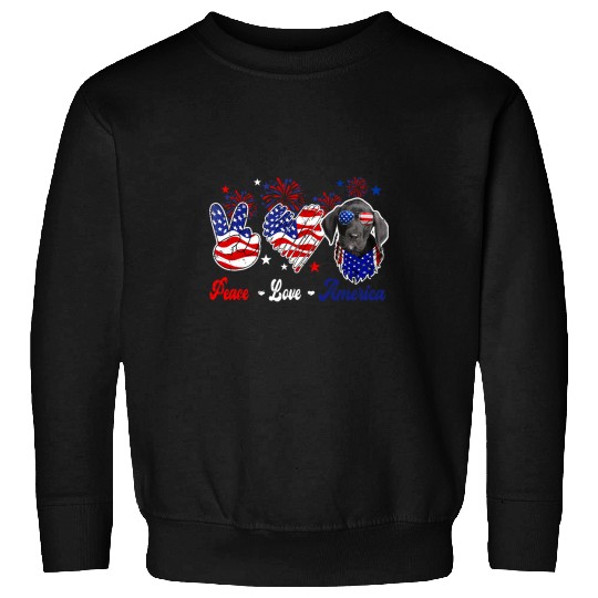 Great Dane Pet Peace Love America Cute Great Dane Sunglasses American Flag Sweatshirts