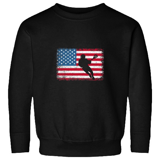 Sport Lacrosse Gift USA American Flag Lax Men Women Boy Girl Gift Sweatshirts