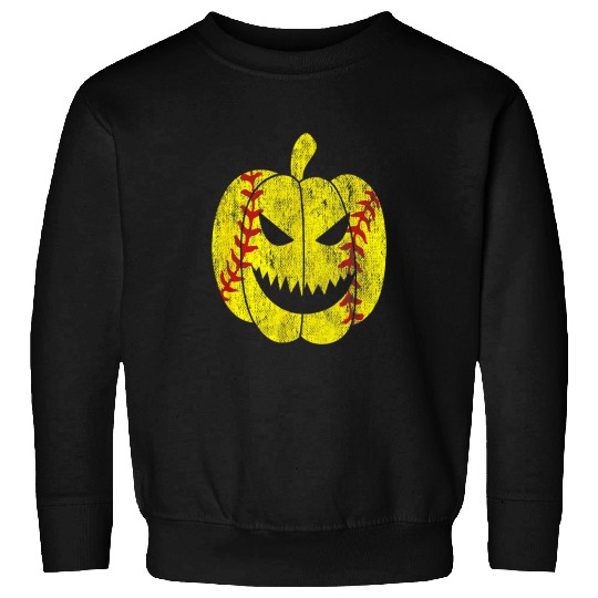 Sport Softball Player Scary Pumpkin Vintage Costume Halloween 3 Sweatshirts